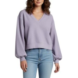 Agolde V-neck Cotton Balloon-Sleeve Sweatshirt size XS lilac